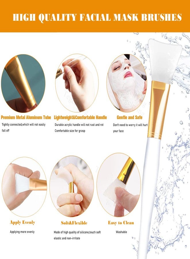 Tegelrying Facial Mask Brush,6 Pieces Soft Face Brushes Mud Mask Applicator Clear Handle for Applying Sleeping Mask,DIY Clay Mask,Body Lotion,Eye Peel Women Girls Makeup Tools,Gold and Silver - Image 5